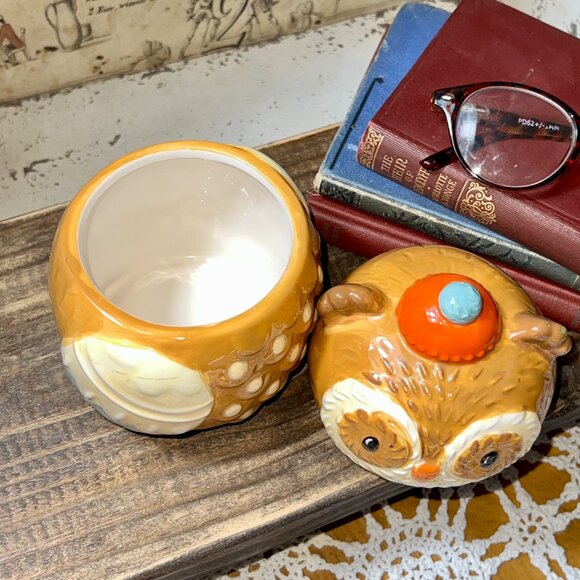 Earthenware Ceramic Owl Jar with Beanie Hat  - - Picture 9 of 12